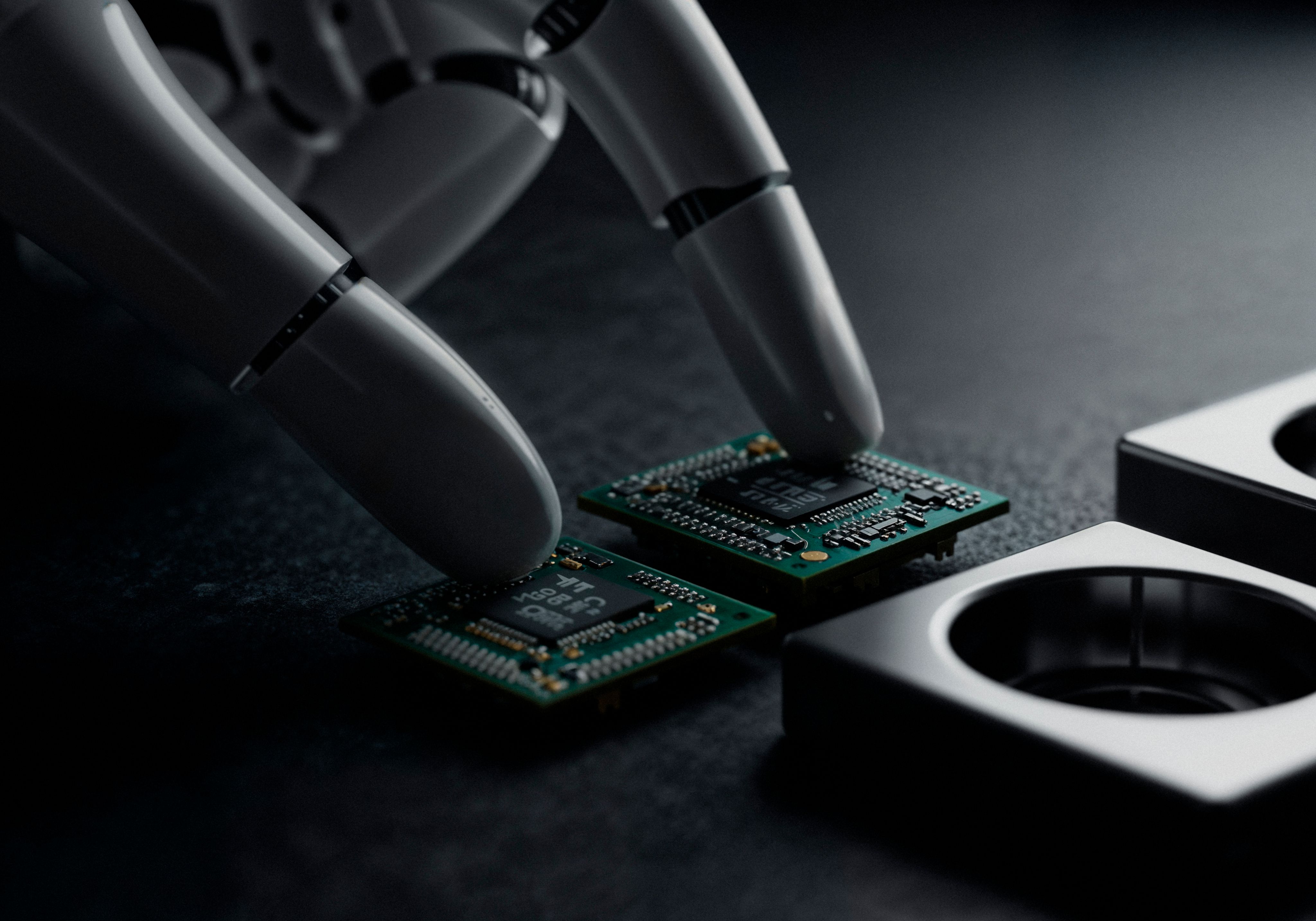 Illustrative robotic manipulator interacting with electronics